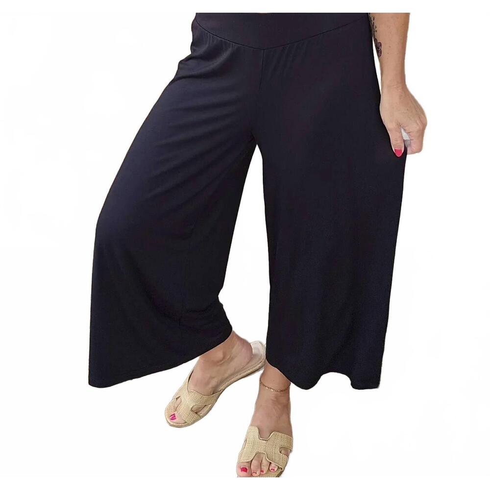NEW PURE ESSENCE women's cropped wrap pants in black